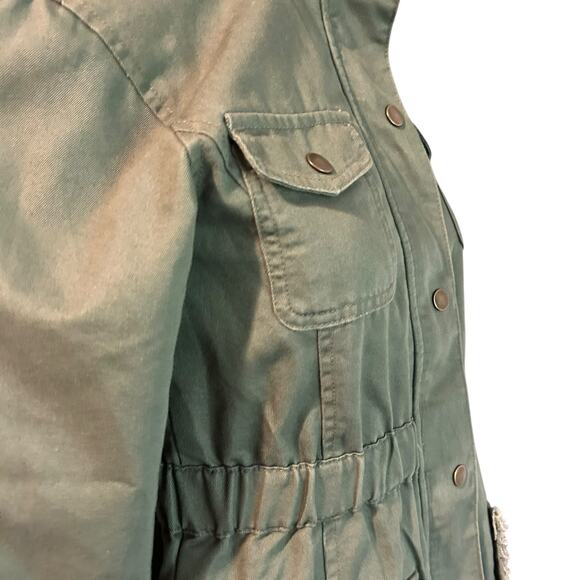 Cat & Jack Kids Jacket SZ L 10-12 Khaki Green Long Sleeve Lined Hooded  Utility - Picture 10 of 13